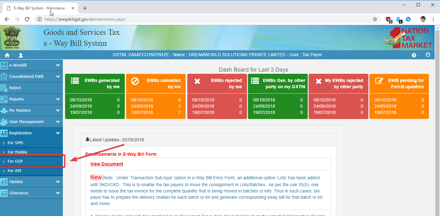 Open GSP Registration Page